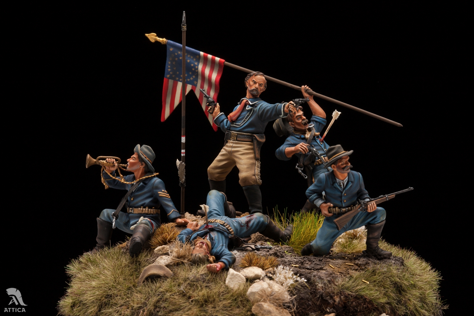 Custer at Battle of Little Bighorn Painted Toy Soldier Art Quality